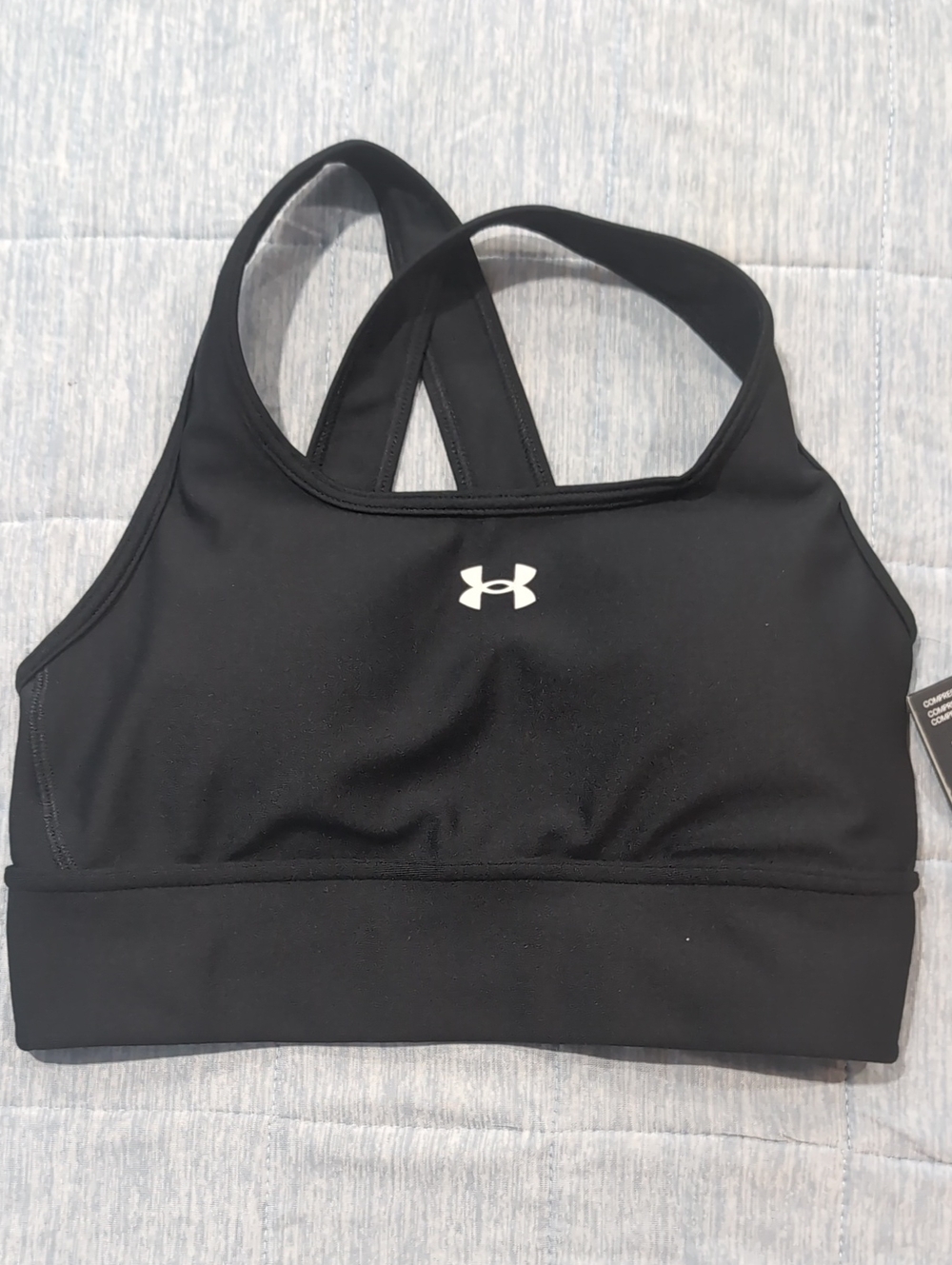 Under Armour Black Sports Bra Crossback Longline Size Small